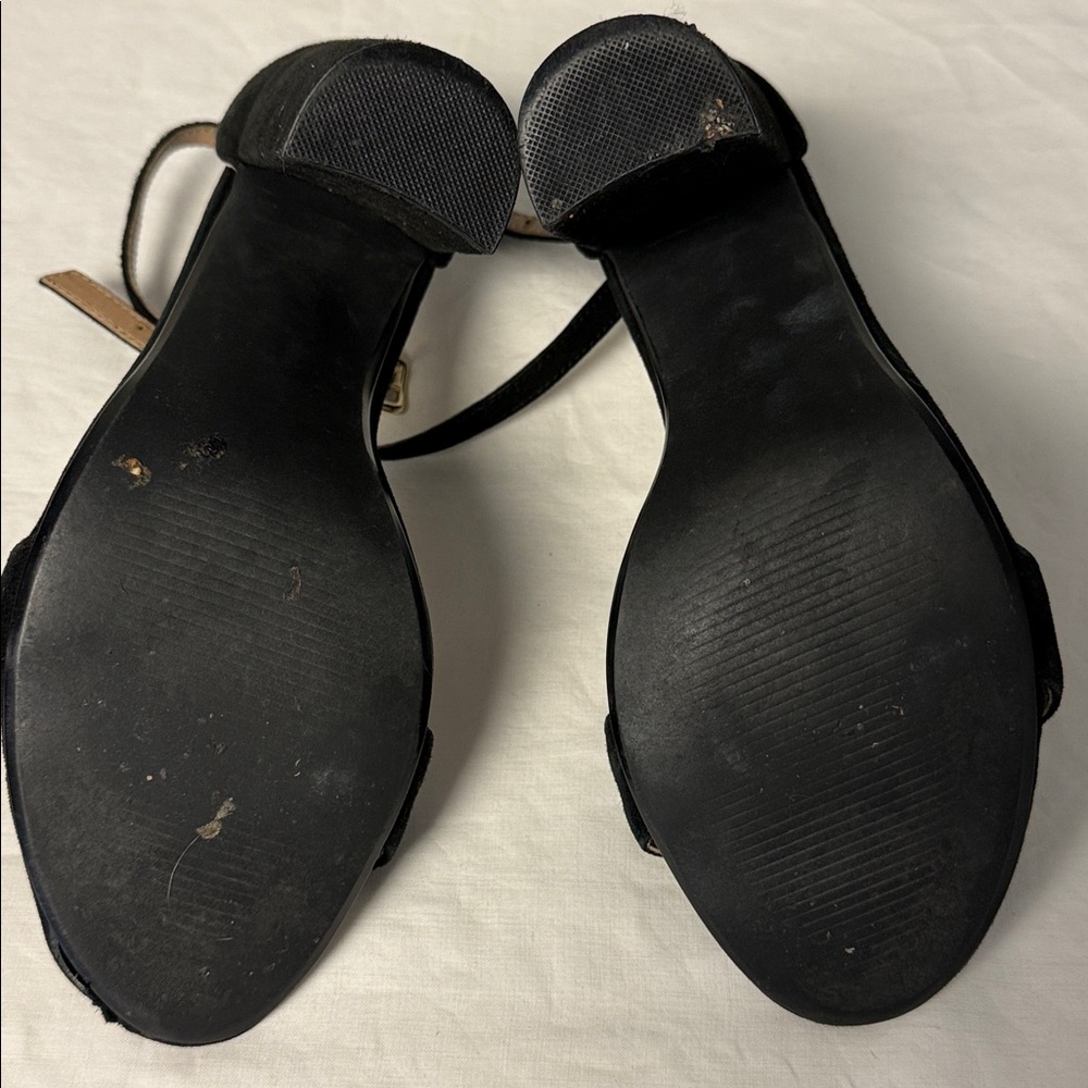Steve Madden Black Ankle Strap Heels Size 8M 4” Block Heel - Picture 7 of 9